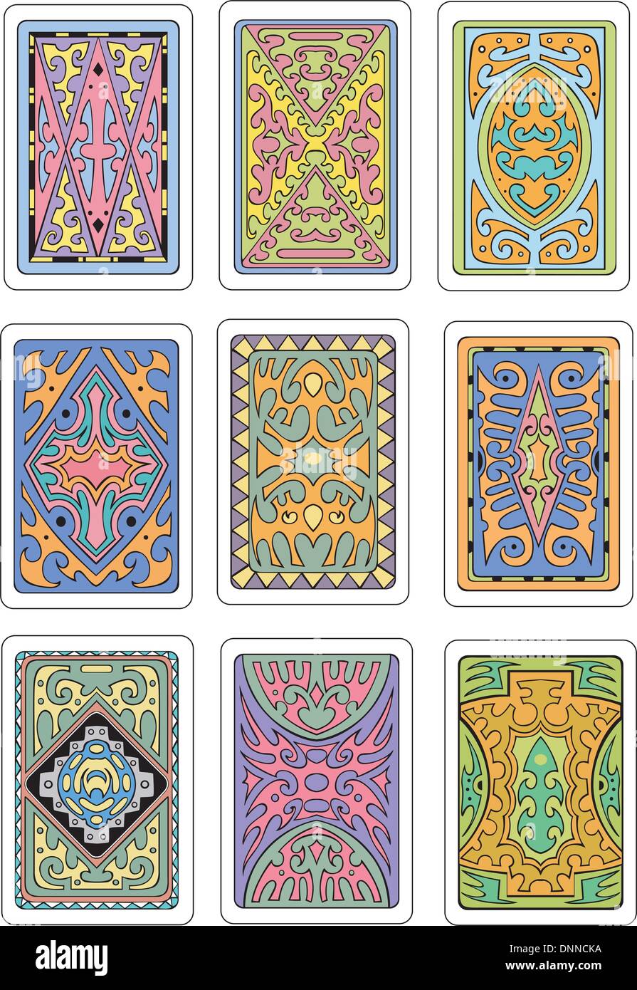 backs of playing cards set of original color vector designs stock vector image art alamy