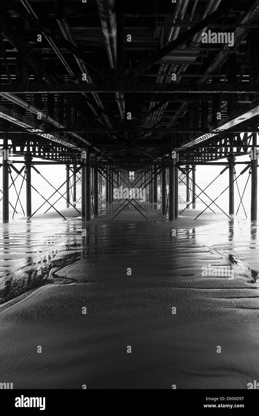 view from underneath Weston-Super Mare pier Stock Photo
