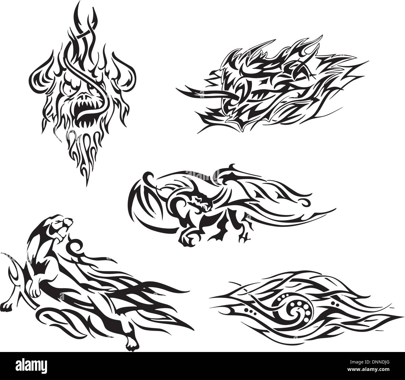 Tribal Fire Flame Tattoo Vector Illustration Stock Vector Image & Art -  Alamy
