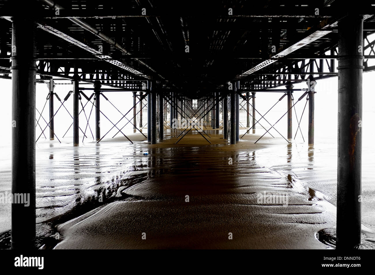 view from underneath Weston-Super Mare pier Stock Photo