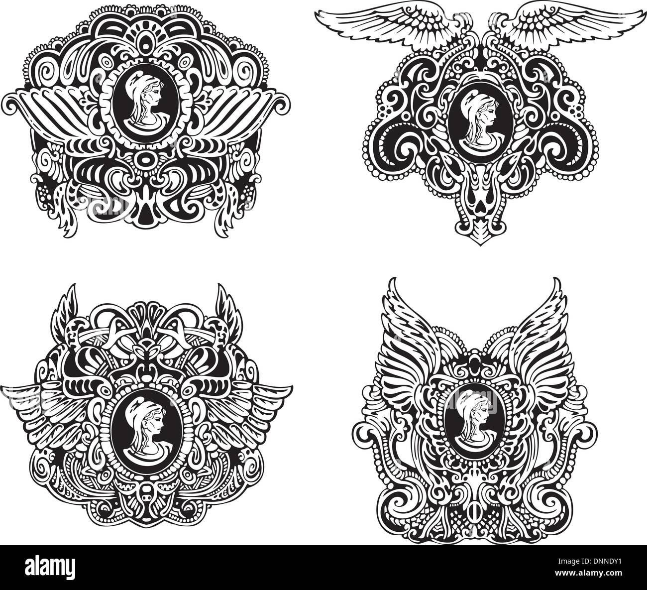 Art nouveau woman wings hi-res stock photography and images - Alamy