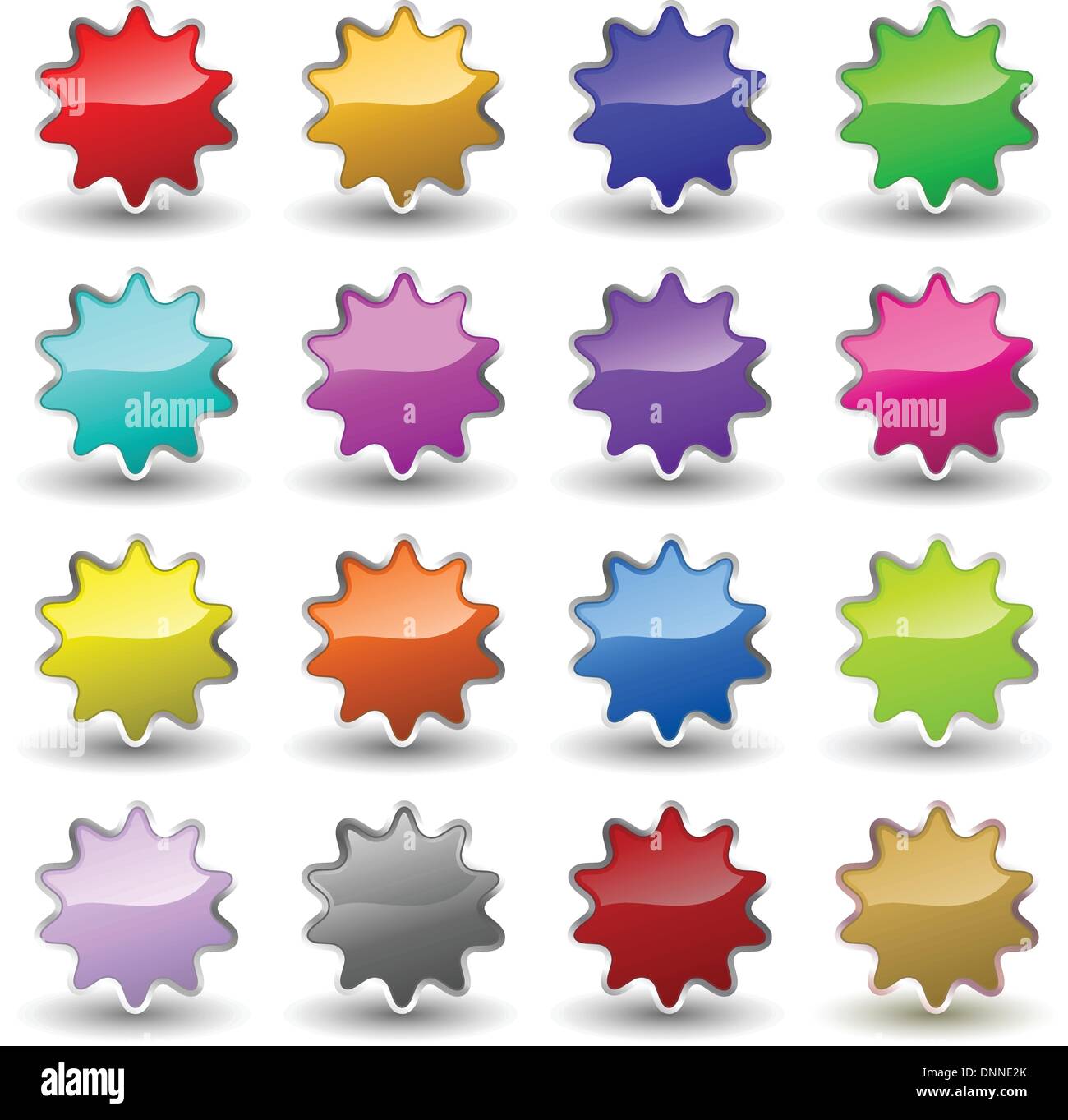 Different coloured glossy star icons Stock Vector