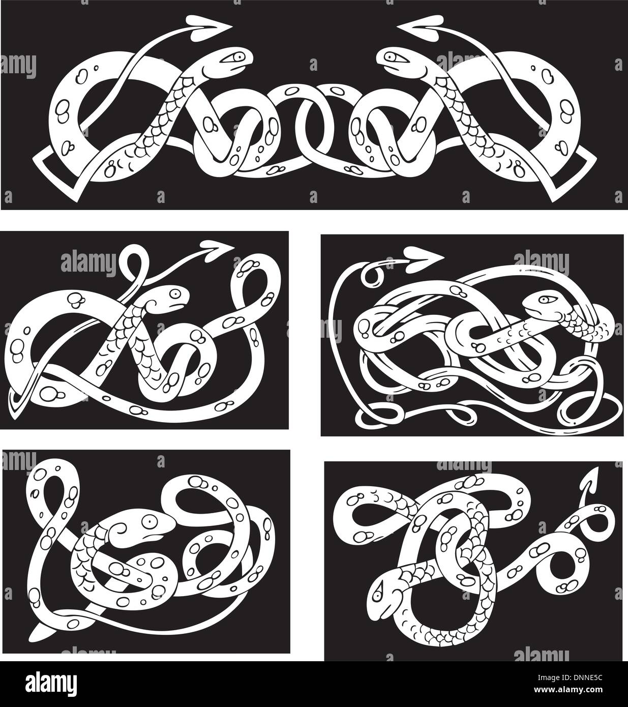 Celtic knot patterns with snakes. Set of vector illustrations Stock Vector  Image & Art - Alamy