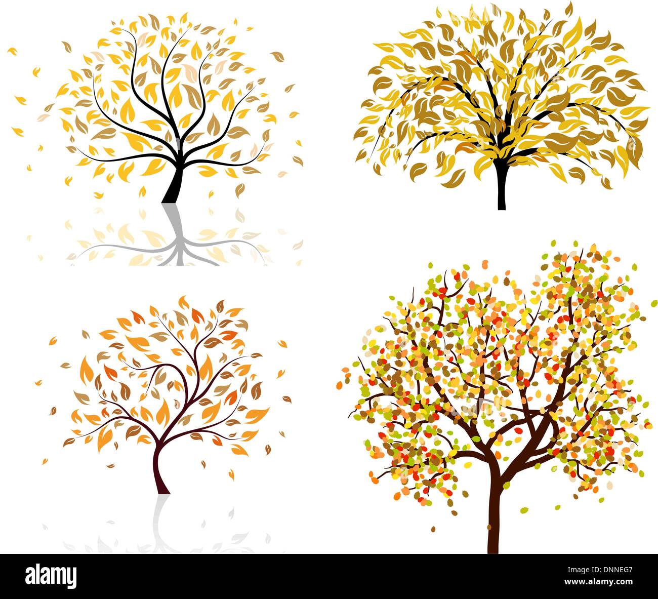 Set of four autumn tree. Vector illustration Stock Vector Image & Art ...