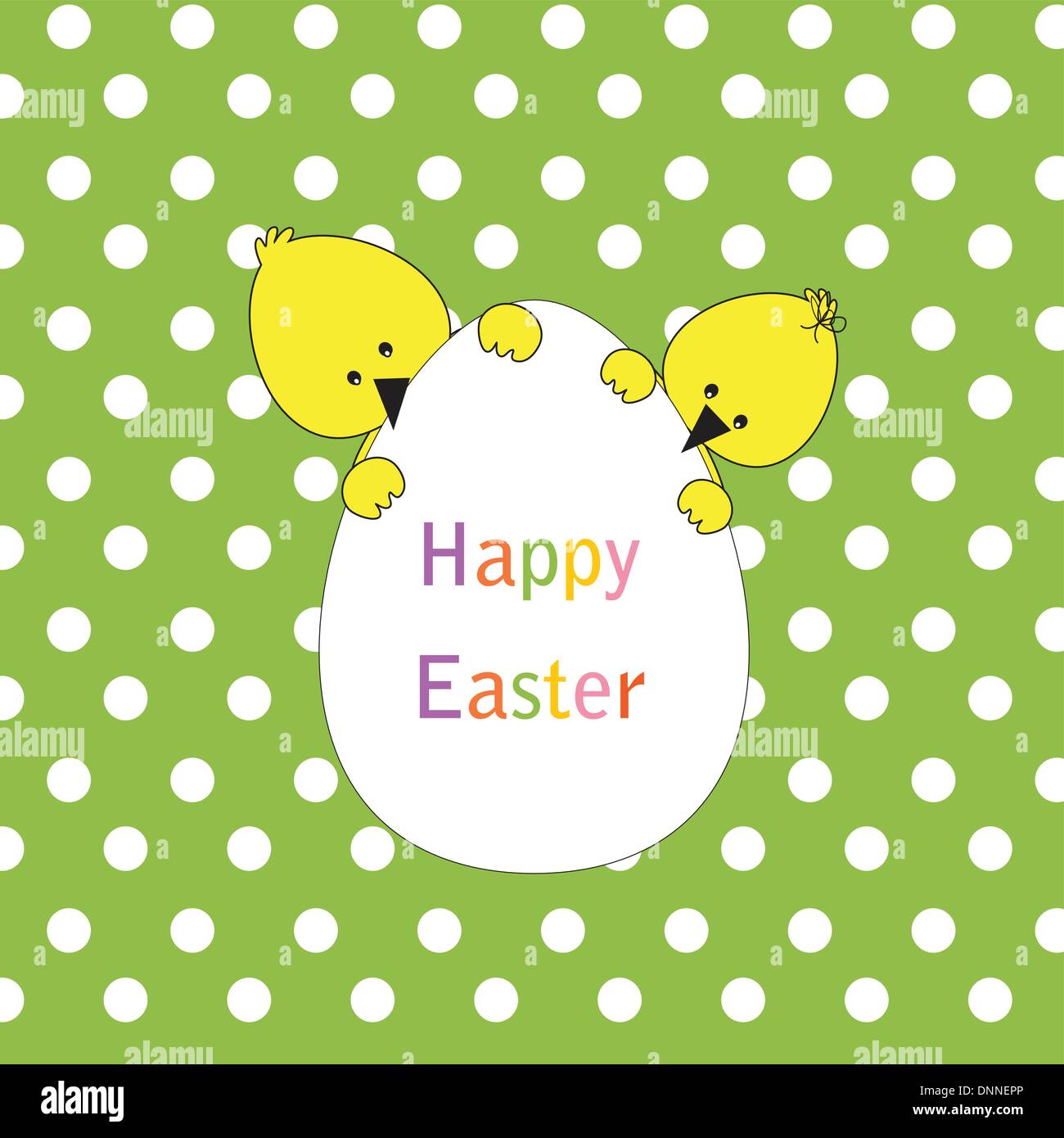 Easter colorful card with chickens Stock Vector
