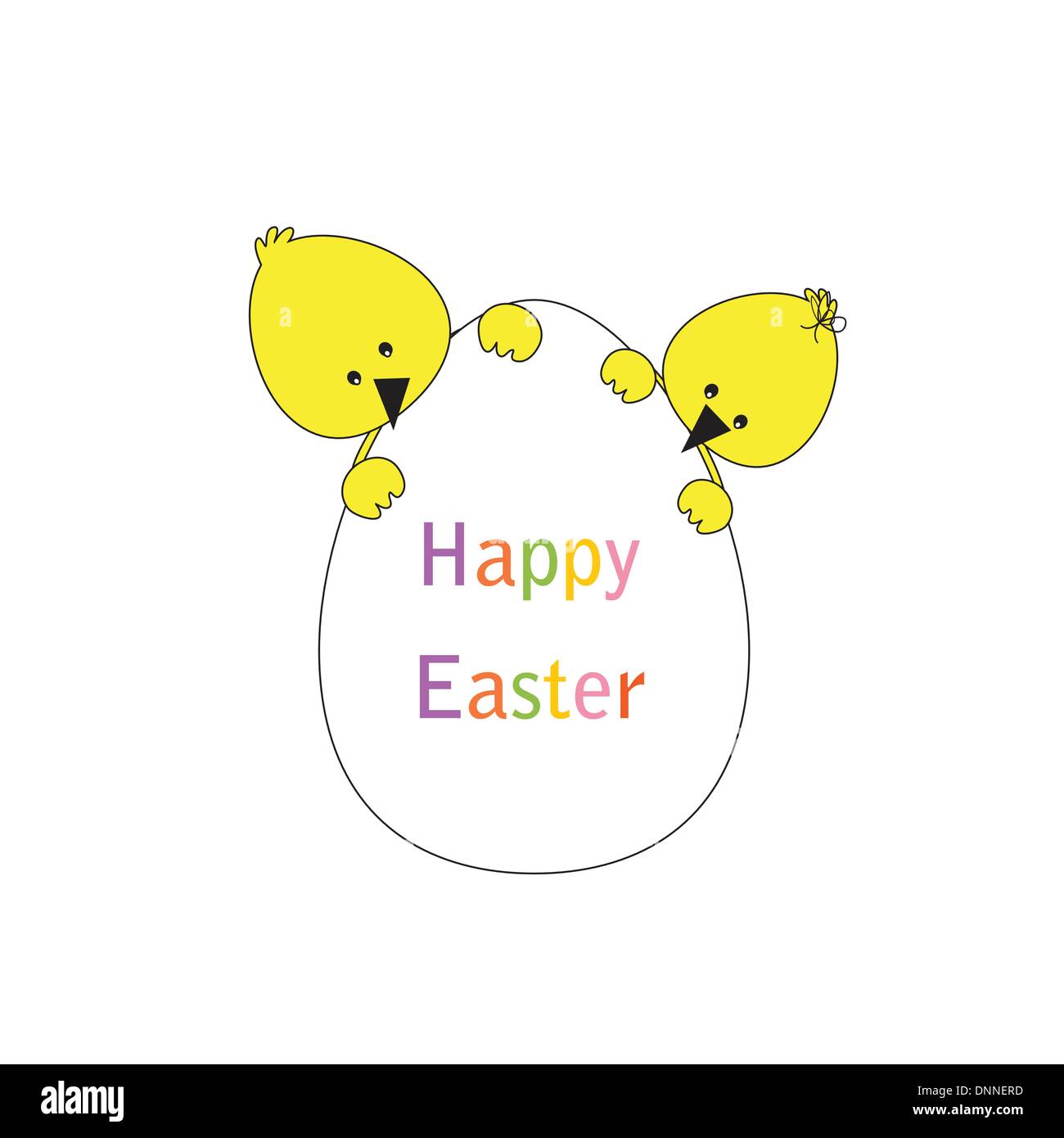 Easter colorful card with chickens and egg Stock Vector
