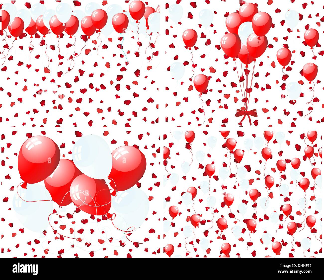 Set of balloons background with hearts. Vector illustration Stock ...