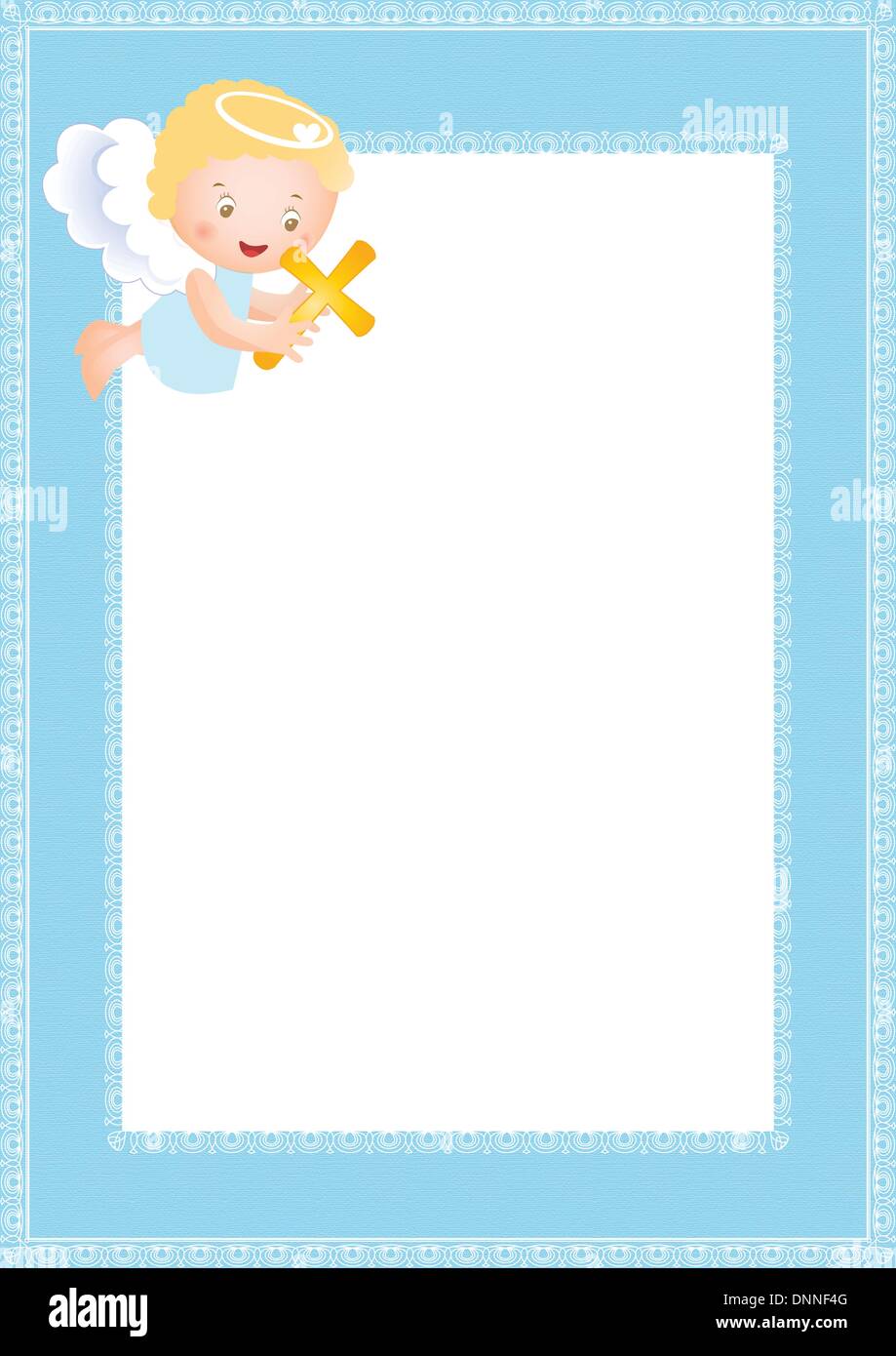Baby baptism frame with small angel Stock Vector Image & Art Alamy