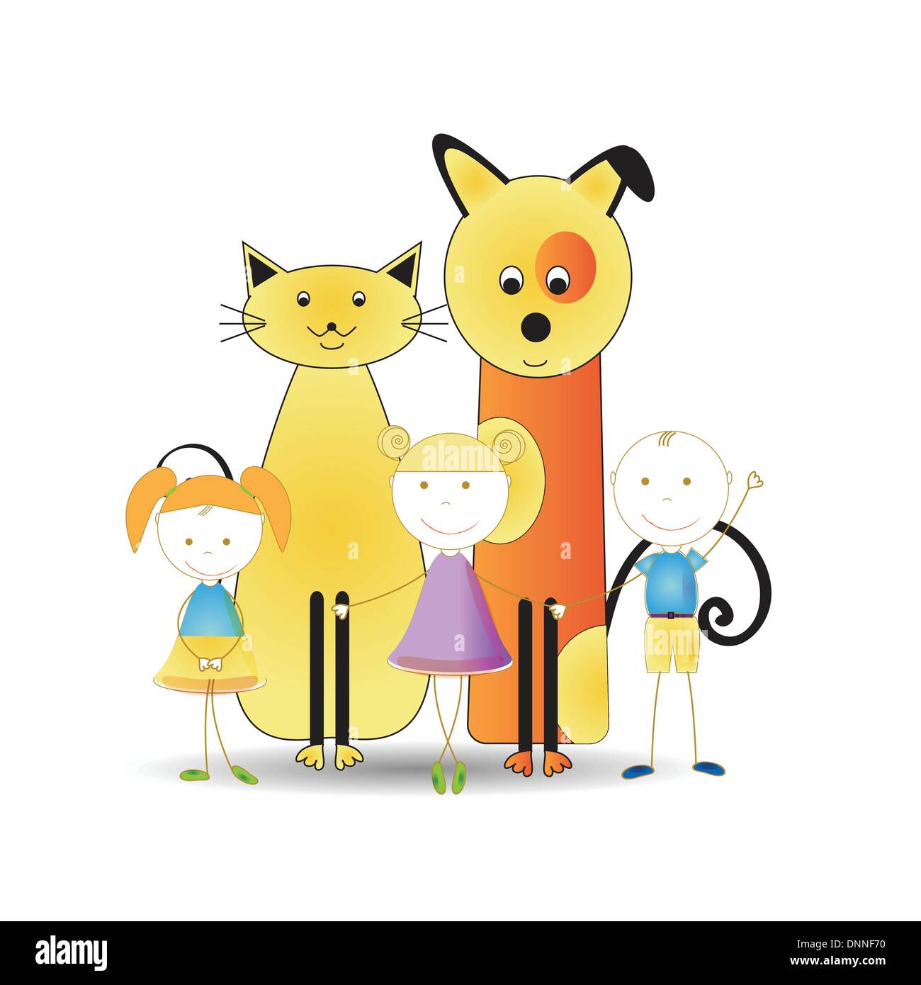 Abstract and cute colorful kids with pets Stock Vector Image & Art - Alamy
