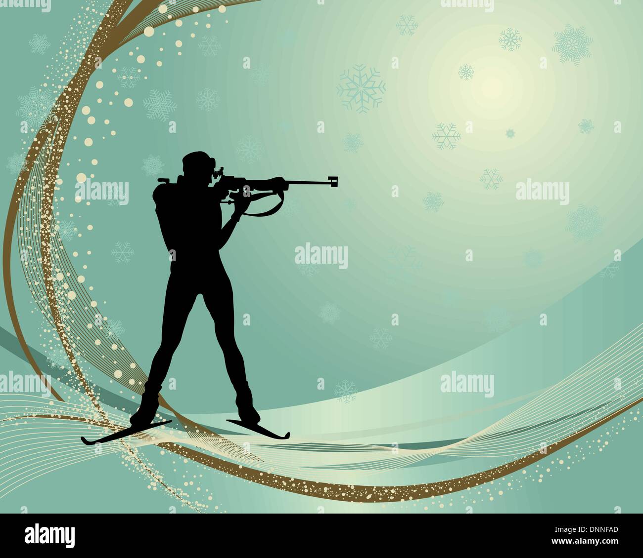 Sport background with biathlon athlete. Vector illustration Stock