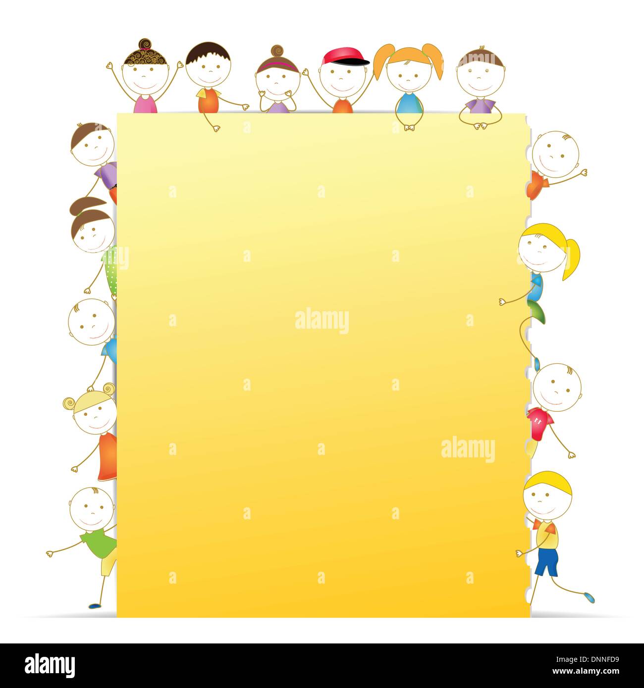 Happy Kids With Sheet Of Paper With Notebook Stock Vector Image Art Alamy
