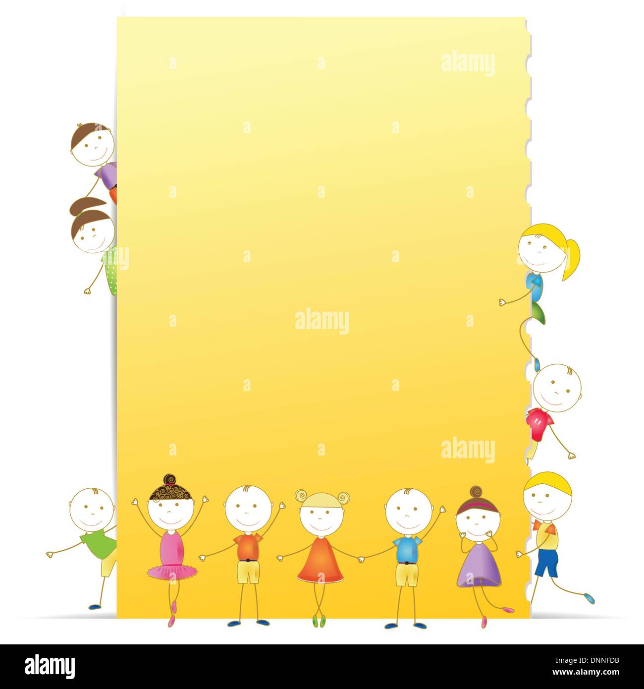 Happy kids with sheet of paper with notebook Stock Vector Image & Art ...