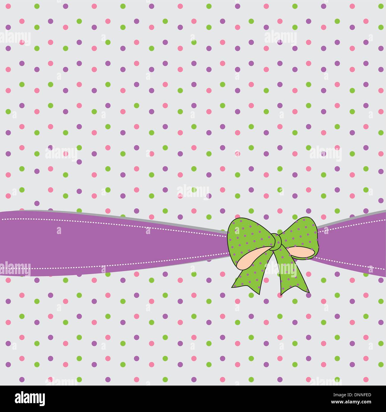 Cute background with ribbon in violet and green color Stock Vector