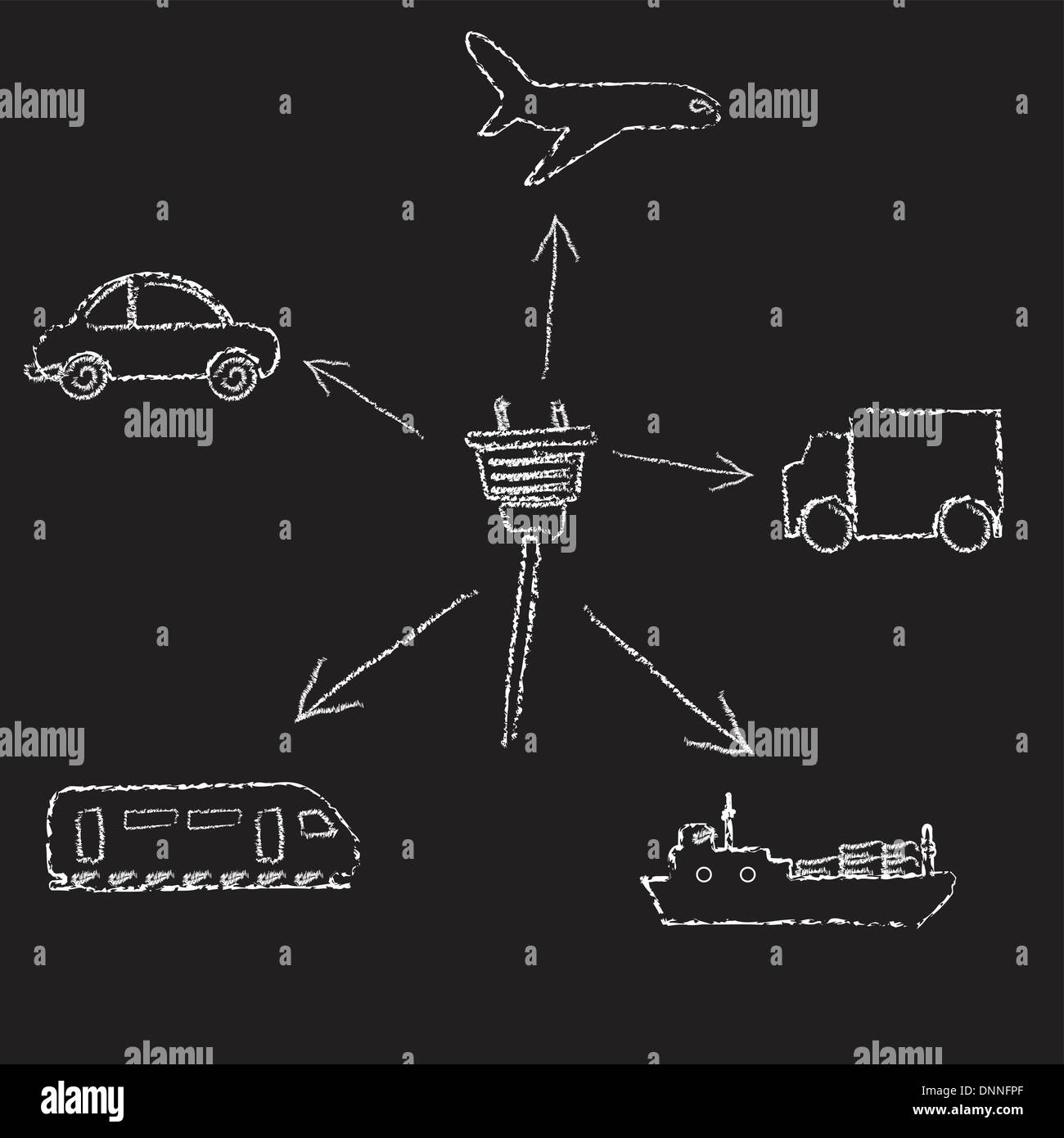 Concept ecology power on blackboard Stock Vector