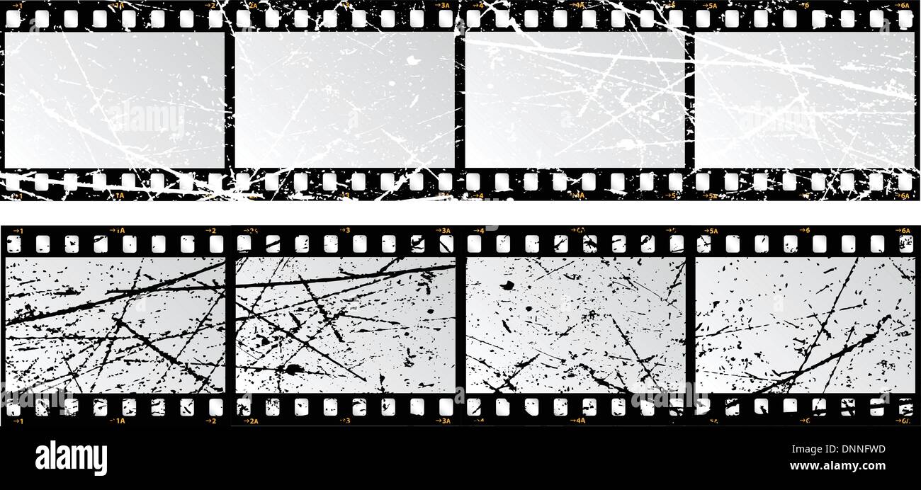 Film strips with a grunge texture Stock Vector