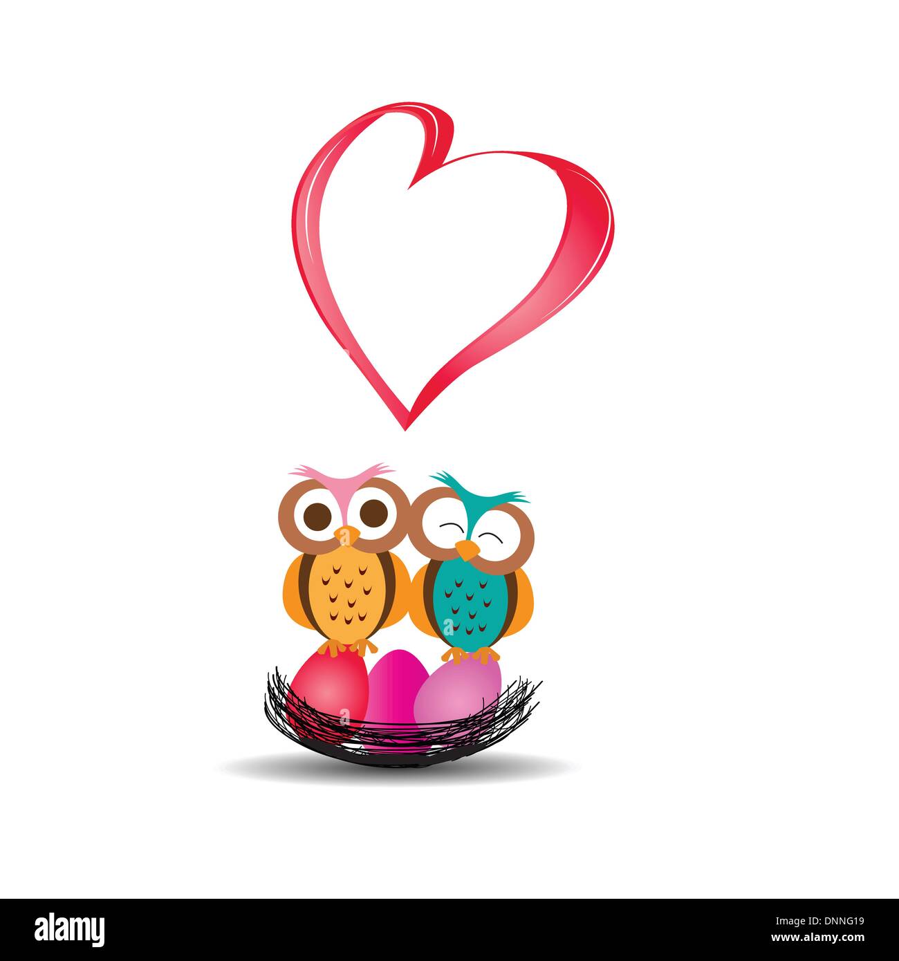 Cute cartoon owl heart Stock Vector Images - Alamy