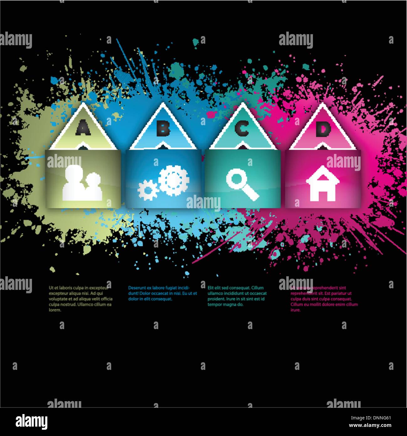 Grunge style layout of an infographics design Stock Vector