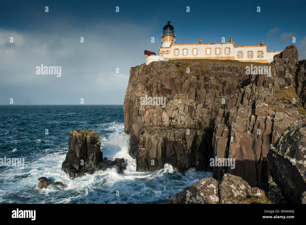 The lighthouse on the most westerly point of Skye were built in 1909 for the Northern Lighthouse Board by David Stevenson Stock Photo