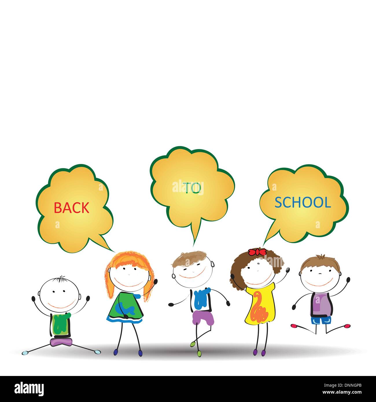 Happy girls and boys back to school Stock Vector Image & Art - Alamy