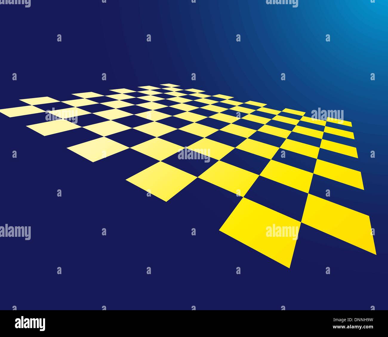 Abstract checked board whith dropping green glow Stock Vector