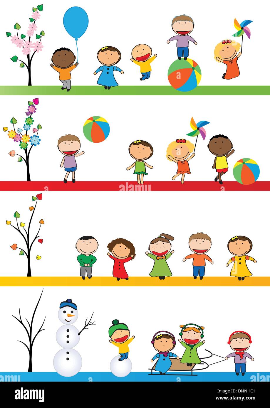 Children playing autumn sun Stock Vector Images - Alamy