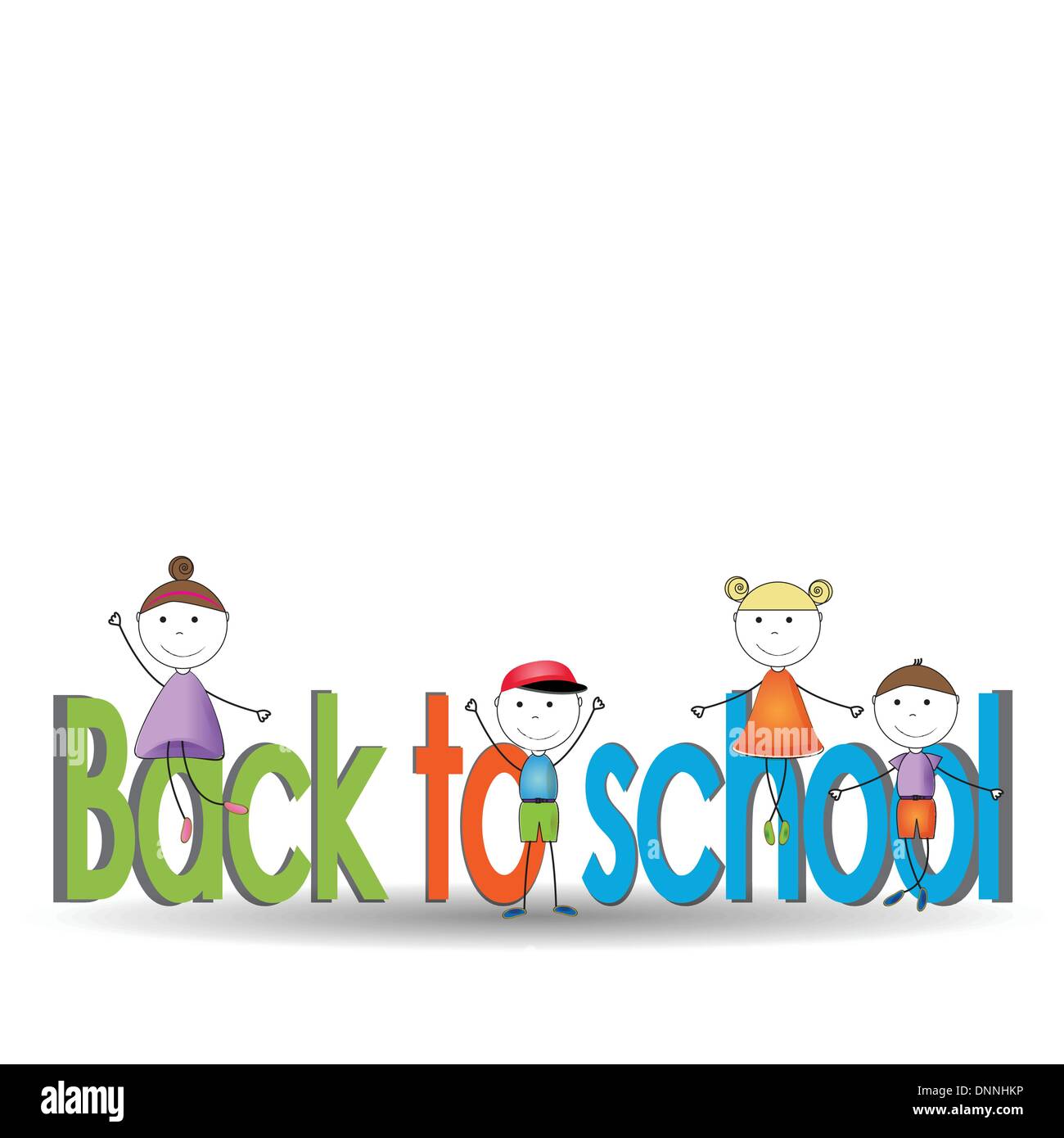 Happy and cute kids back to school Stock Vector