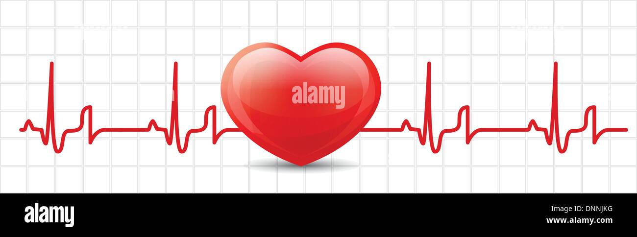 heart and heartbeat symbol on reflective surface Stock Vector