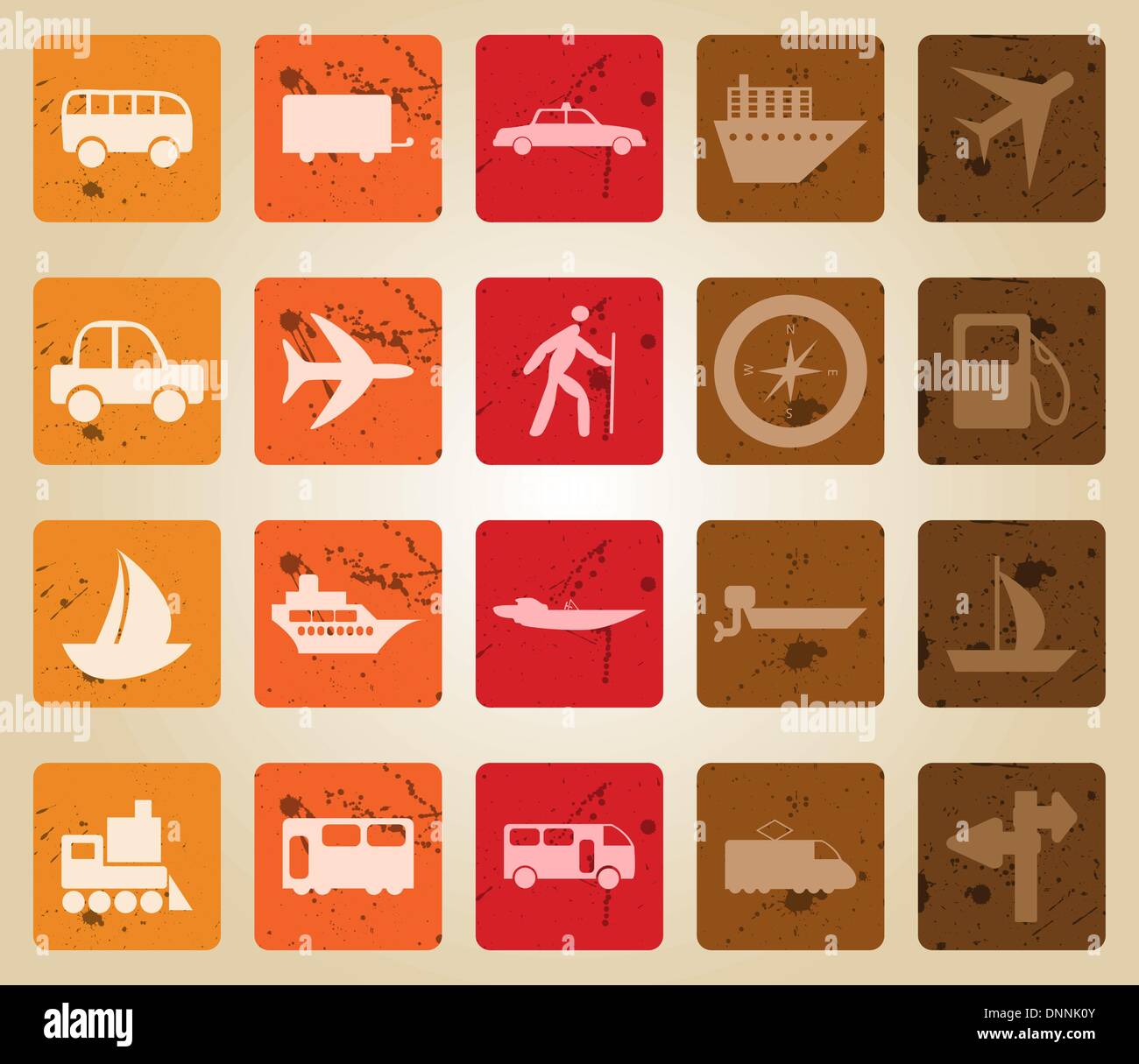 Transportation set of different vector web icons. Retro style. Stock Vector