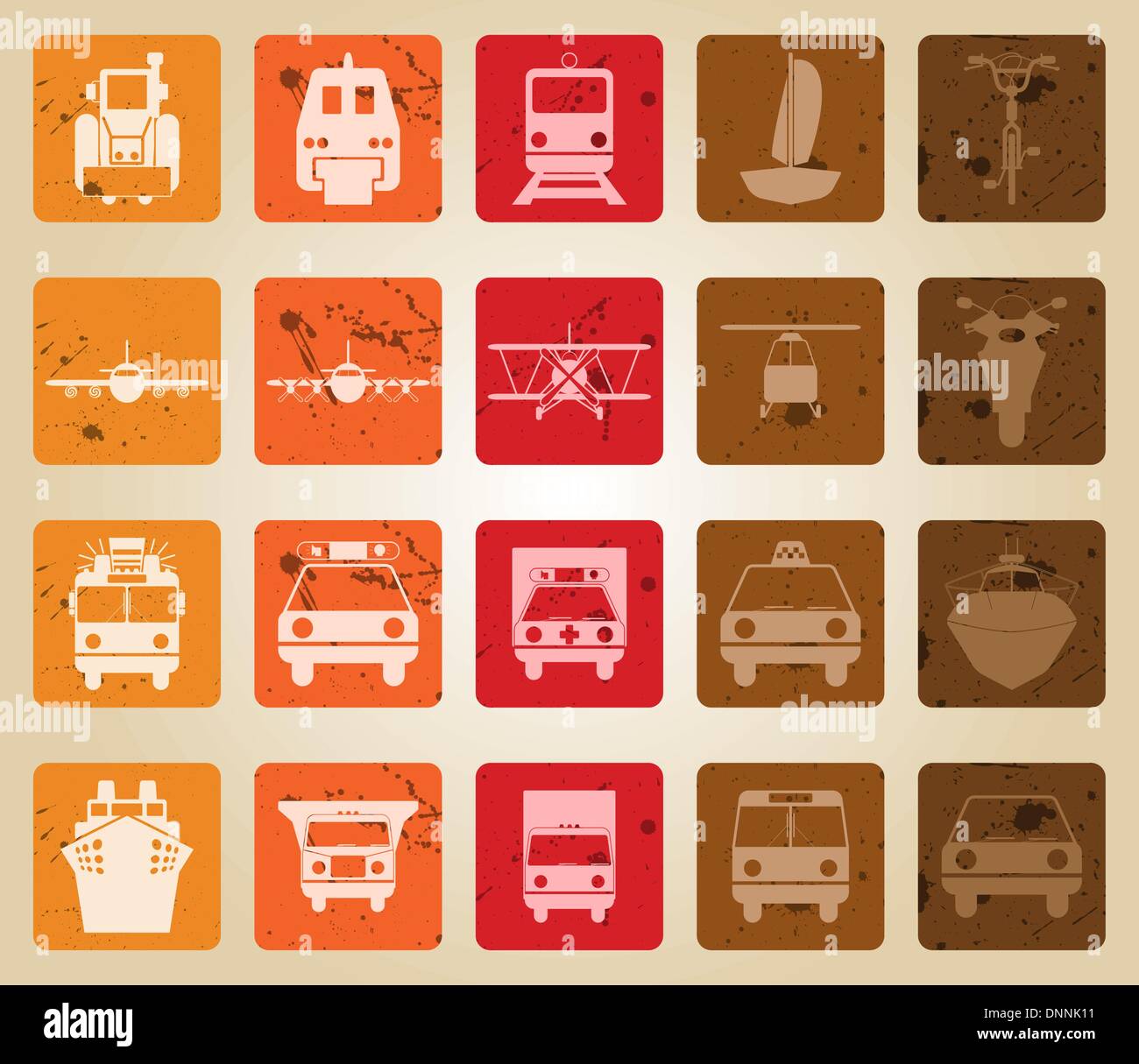 Transportation set of different vector web icons. Retro style. Stock Vector