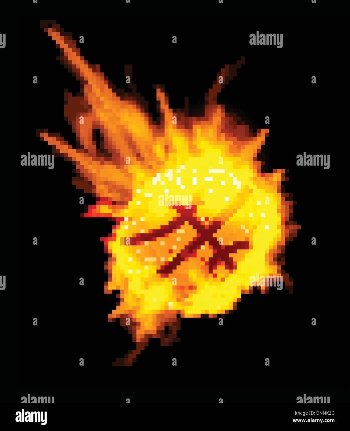 Basketball Ball on Fire on black background. Vector illustration Stock Vector