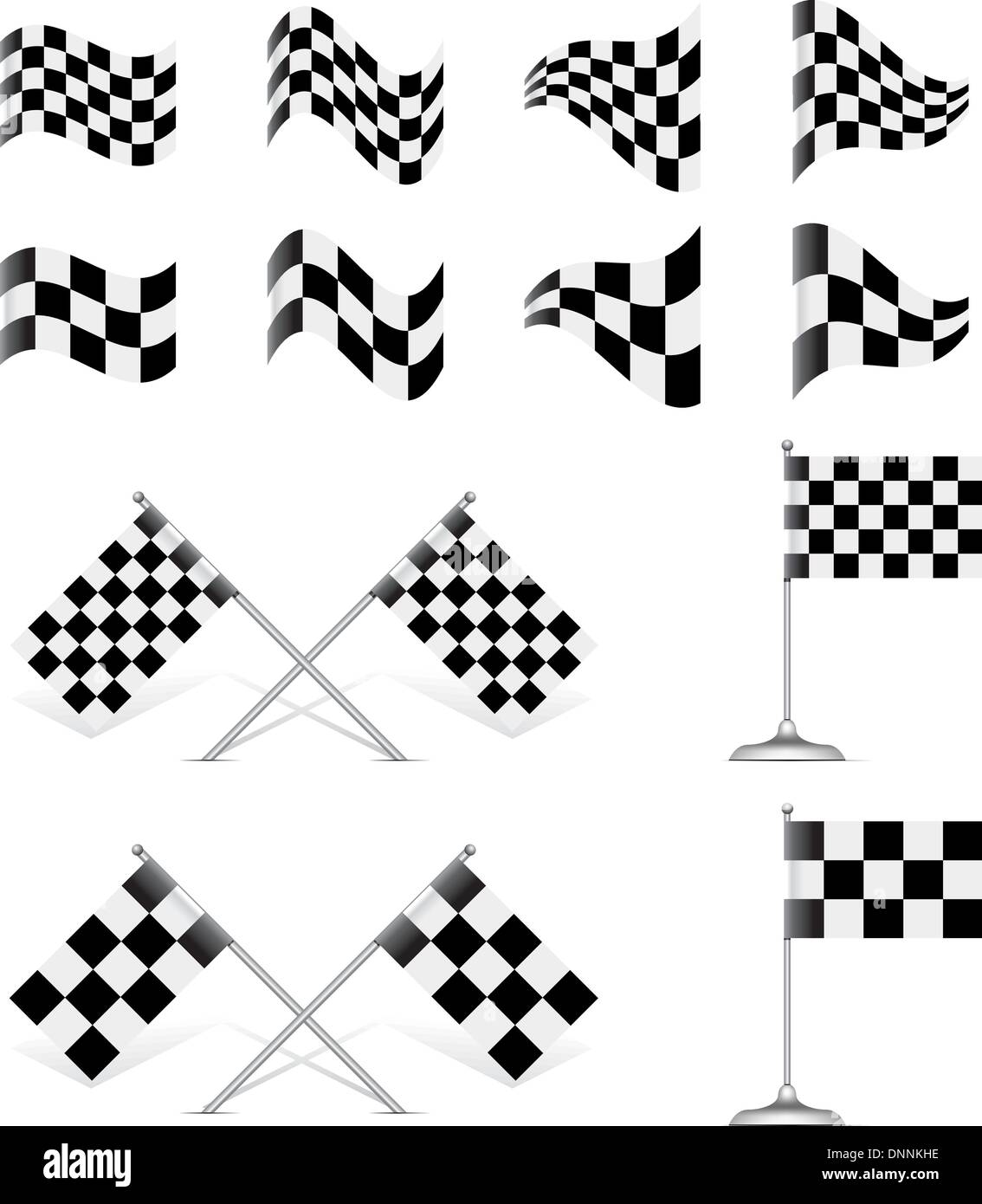 Fi Racing Flags Checkered flags set illustration Black and White Stock Photos & Images ...
