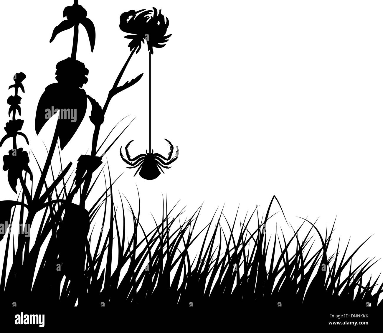 Vector grass silhouettes backgrounds with insects Stock Vector Image ...