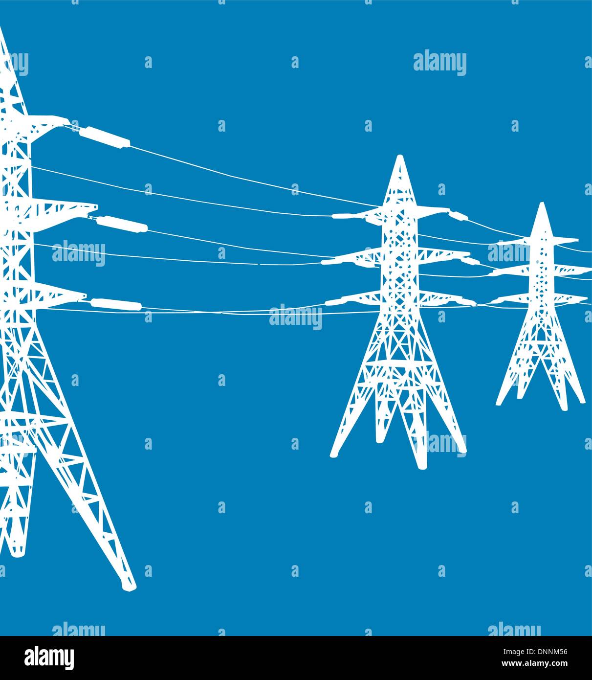 vector power line illustration on blue background Stock Vector Image
