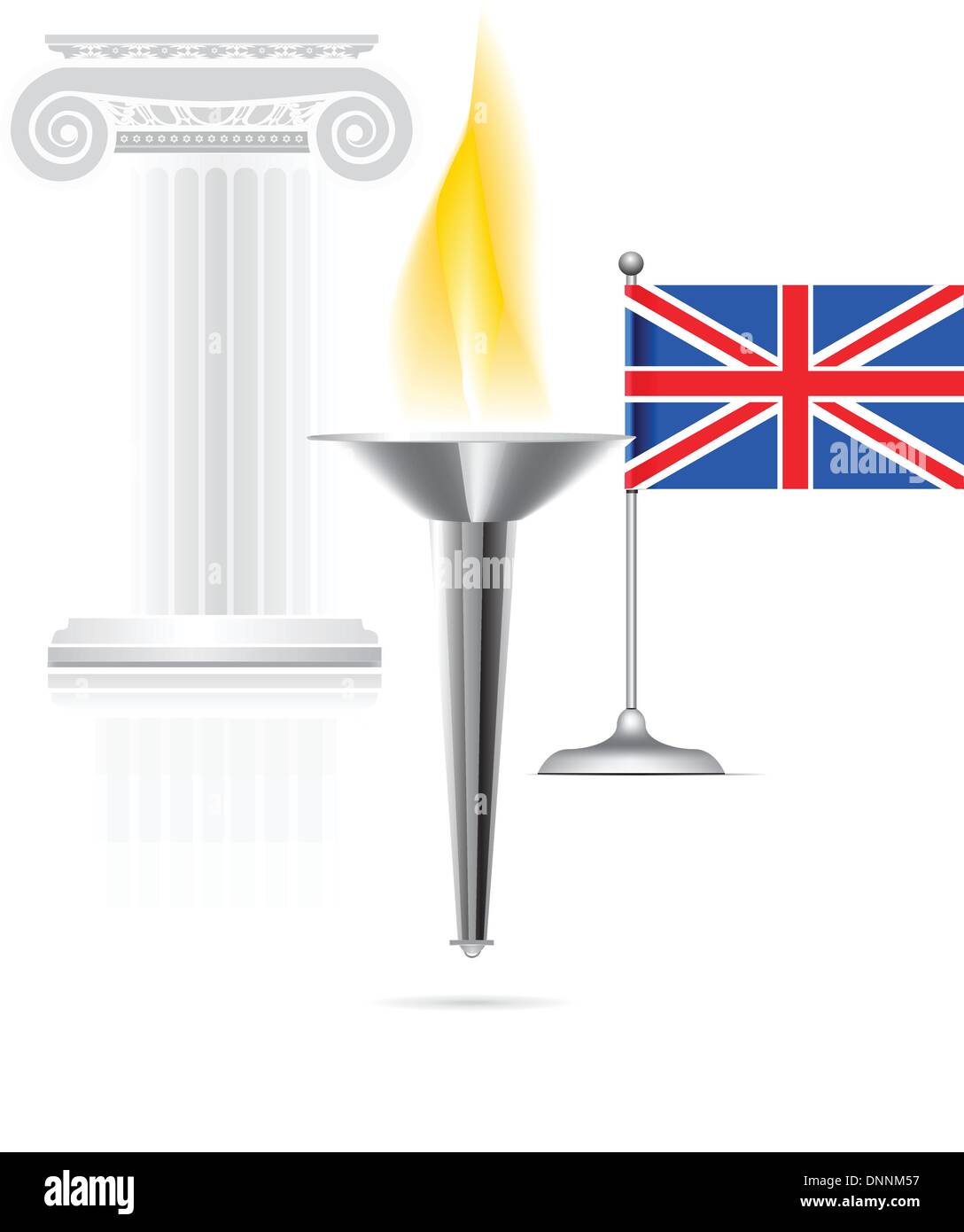 Torch with flame with england flag. Vector illustration Stock Vector
