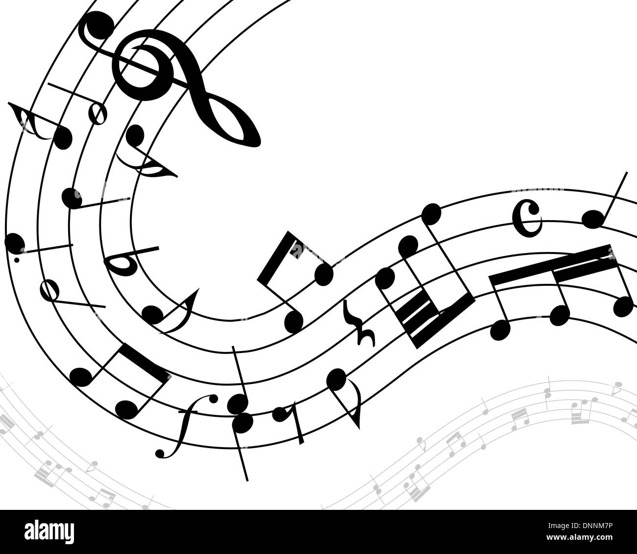 Musical note staff with lines. Vector illustration Stock Vector Image