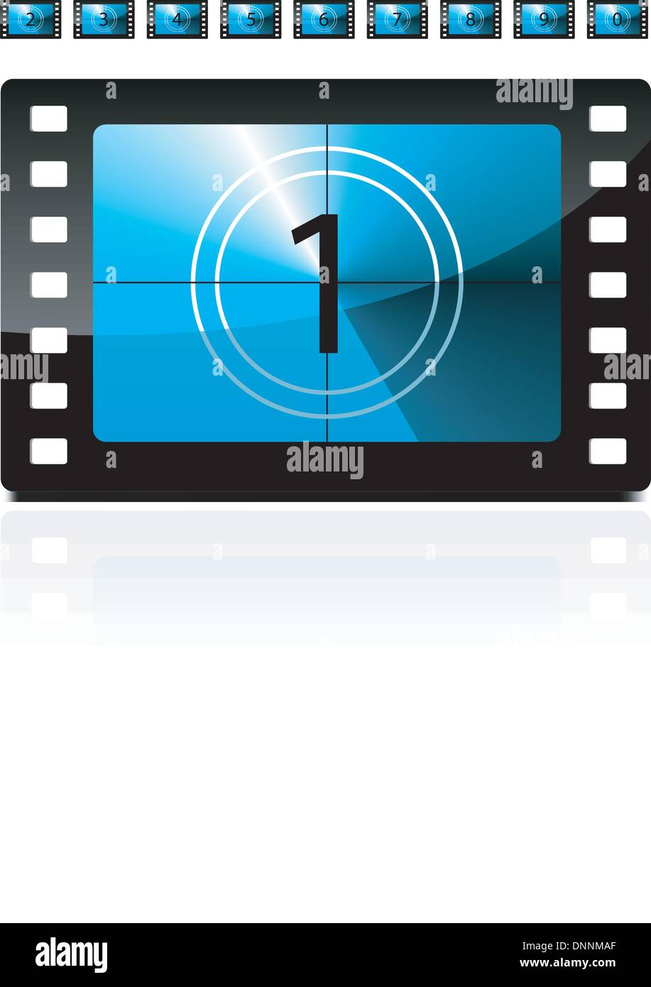 Film countdown from 1 to 9 set. Vector. Stock Vector