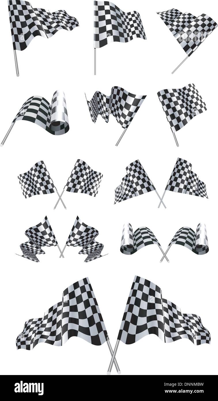Checkered Flags set illustration on white background Stock Vector Image
