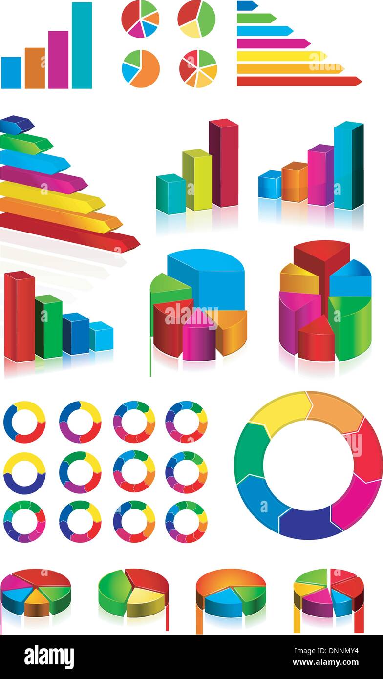 set of shiny graphics and diagrams on white background. EPS v.8.0 Stock ...