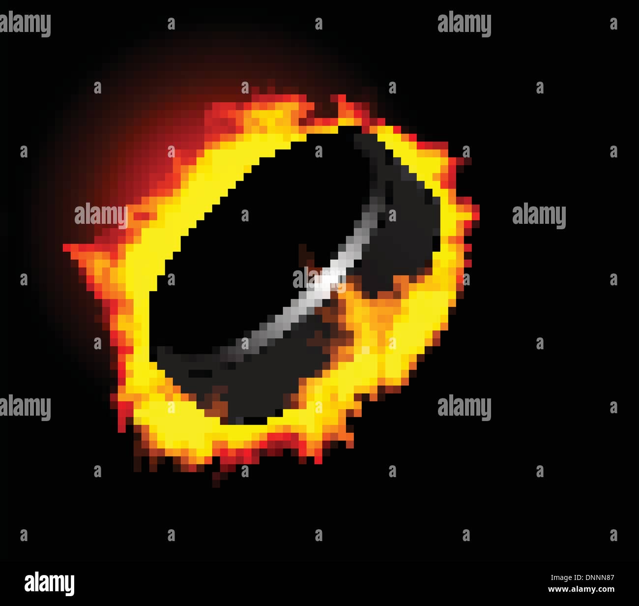 Hockey Puck in Fire isolated on Black Background. Vector Stock Vector