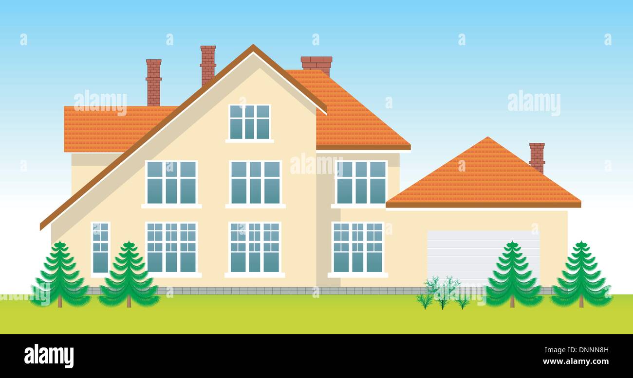 New family house in the day. See night version in my portfolio Stock Vector