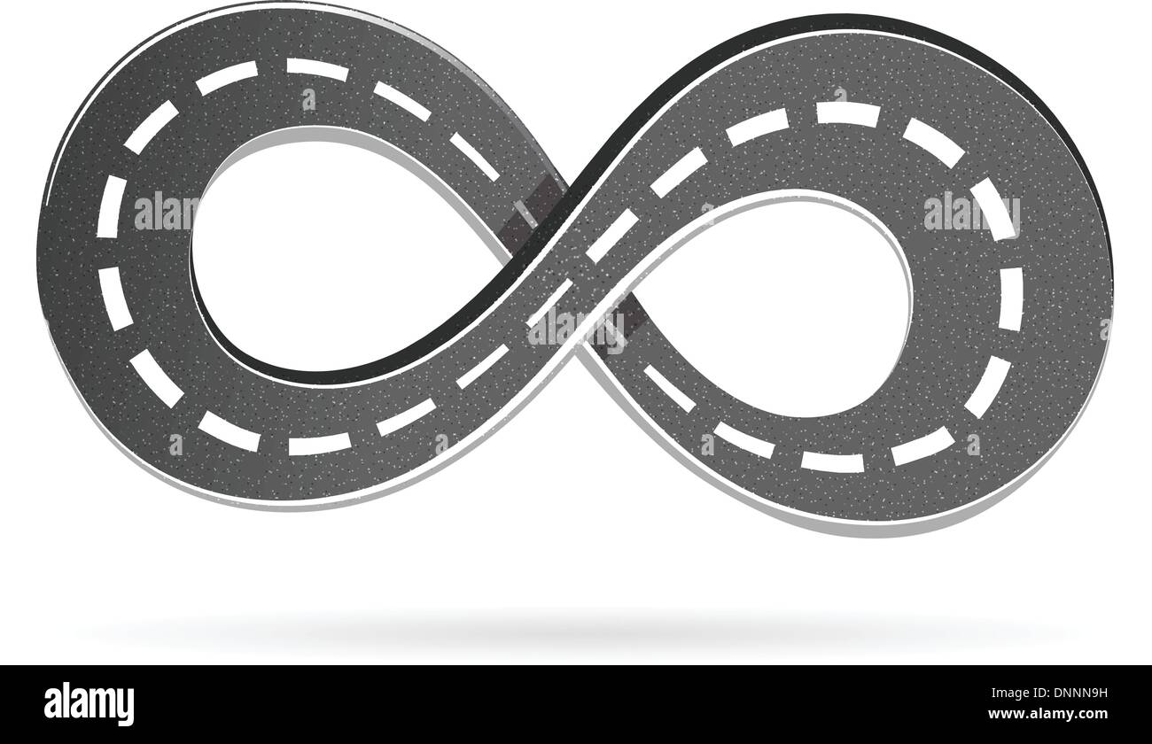 Illustration of the road in the shape of an infinity sign Stock Vector