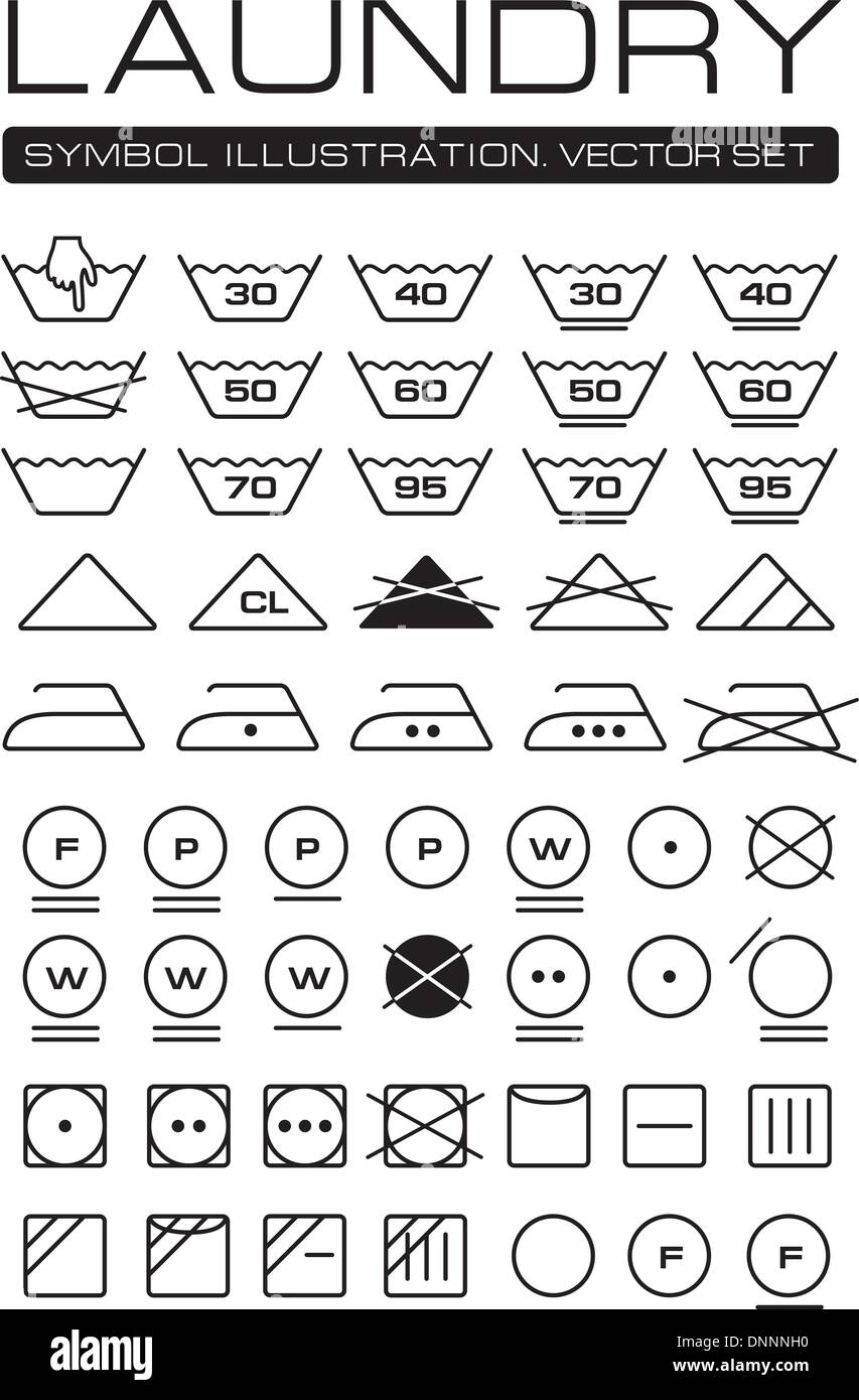 Complete International Laundry Symbols Collection. Vector Set Stock Vector Image &amp; Art - Alamy