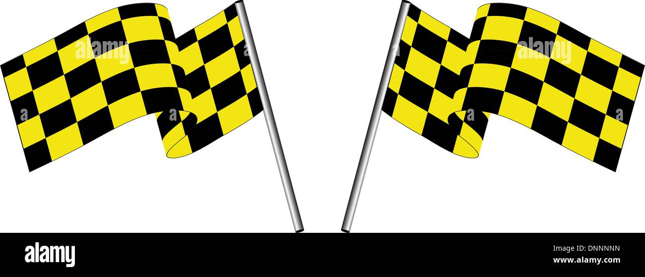 Yellow and black checked racing flag. Vector illustration Stock Vector ...