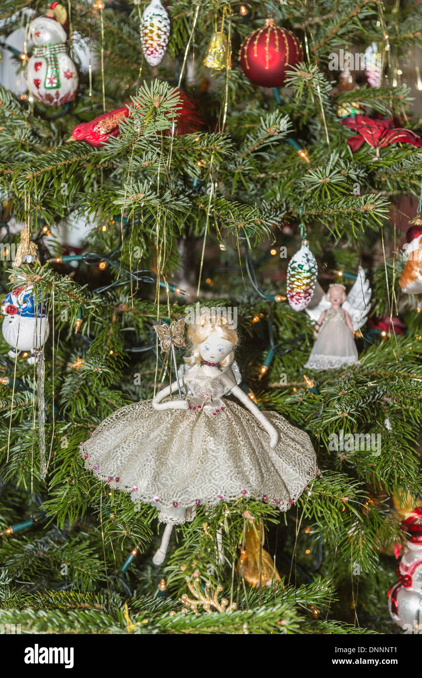 Hand Made Traditional Christmas Tree Fairy Decoration In White