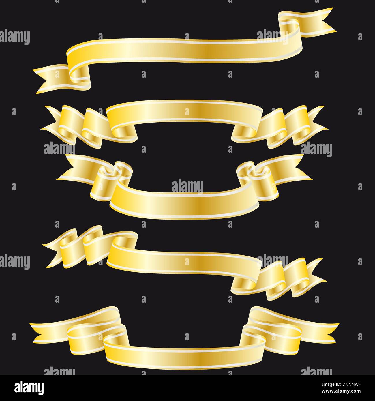 Set of golden vector ribbons on black background Stock Vector Image ...