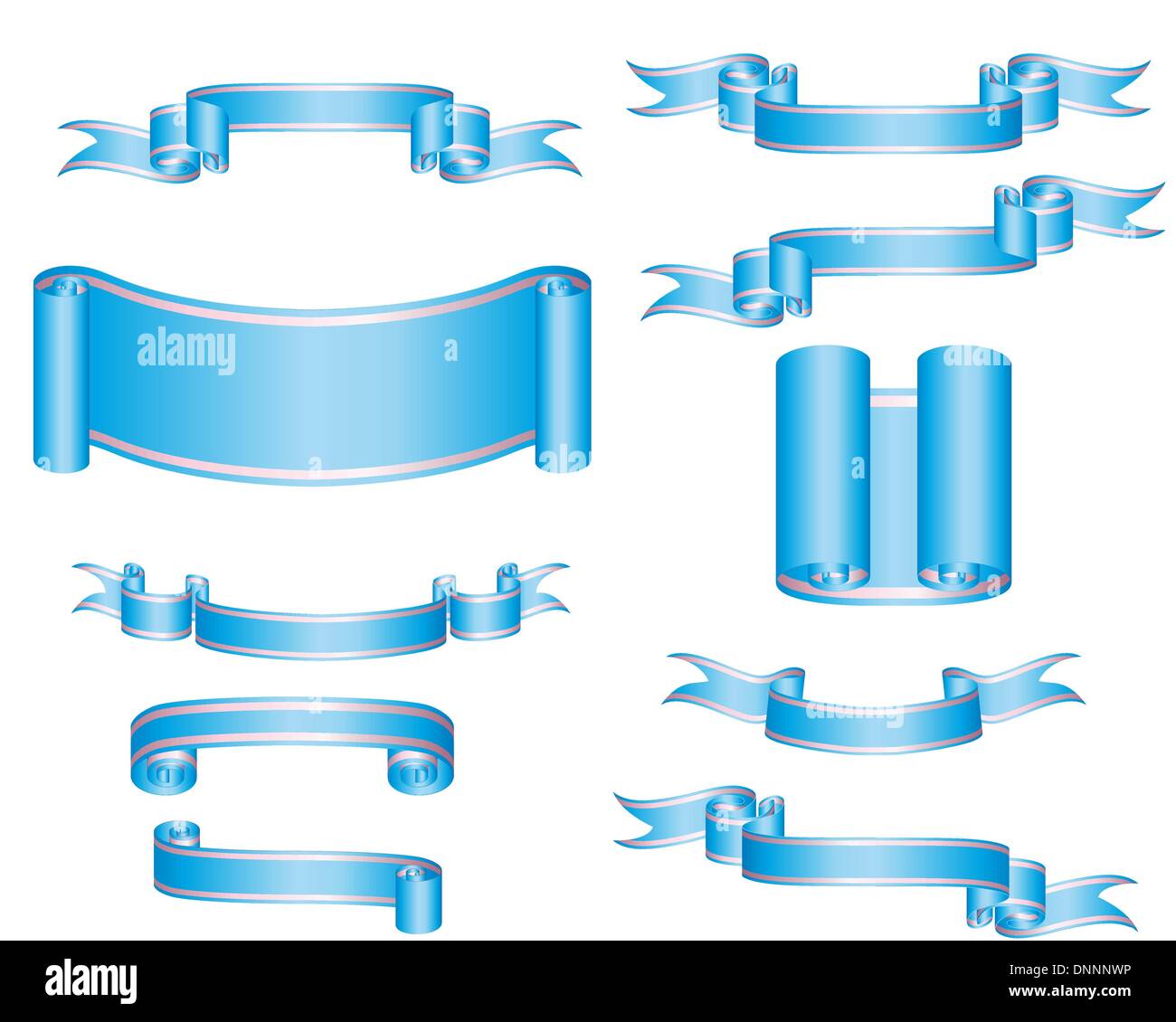 Collection of vector brightly ribbons in different shape Stock Vector