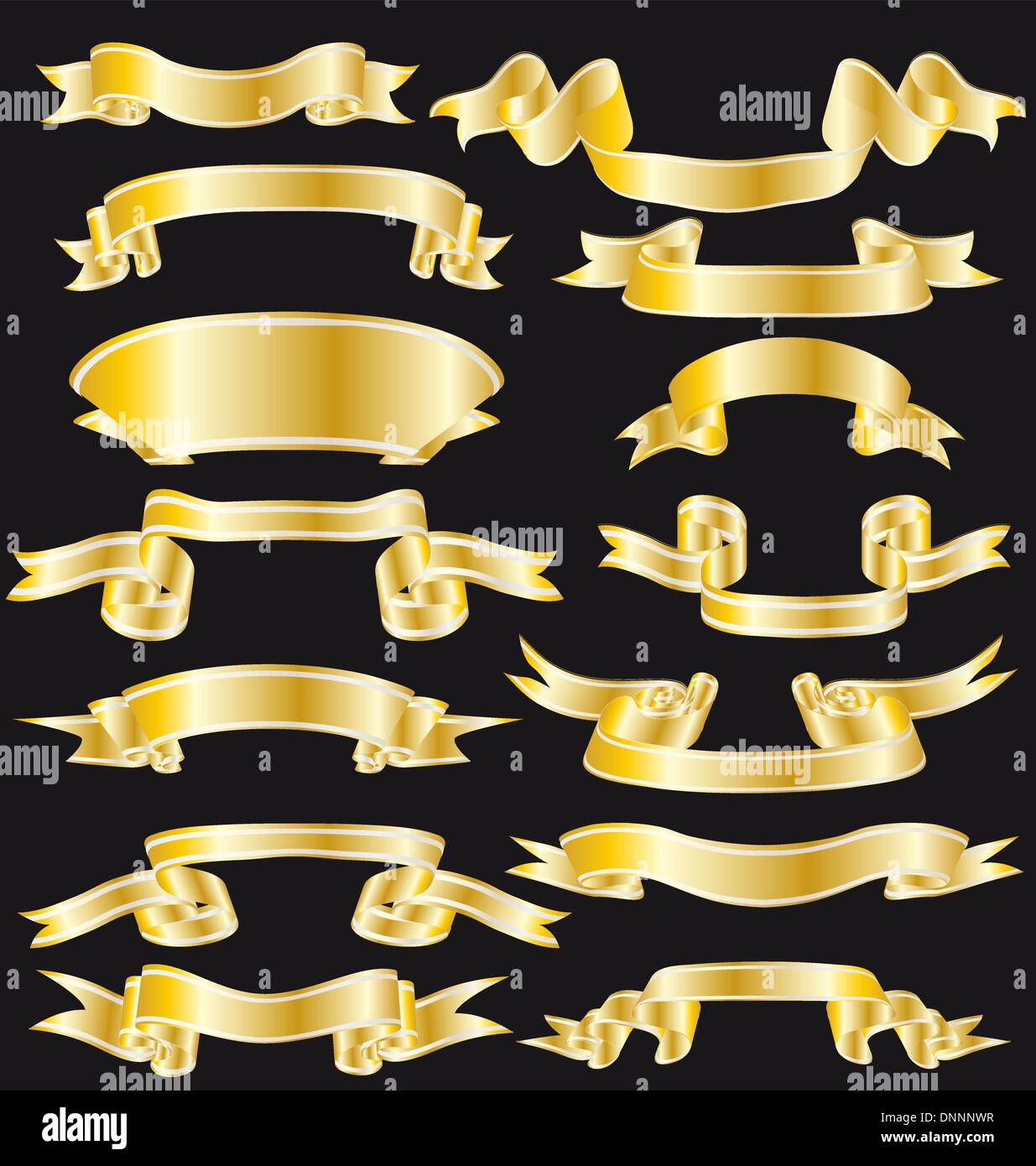 Collection of vector brightly ribbons in different shape Stock Vector