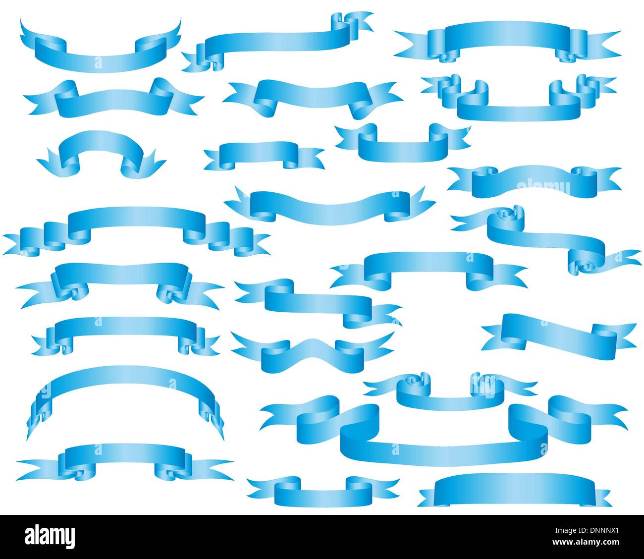 biggest collection of vector azure ribbons on white Stock Vector