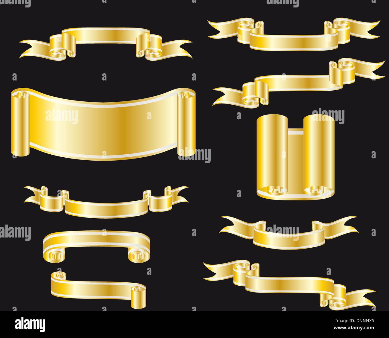 Collection of vector brightly ribbons in different shape Stock Vector
