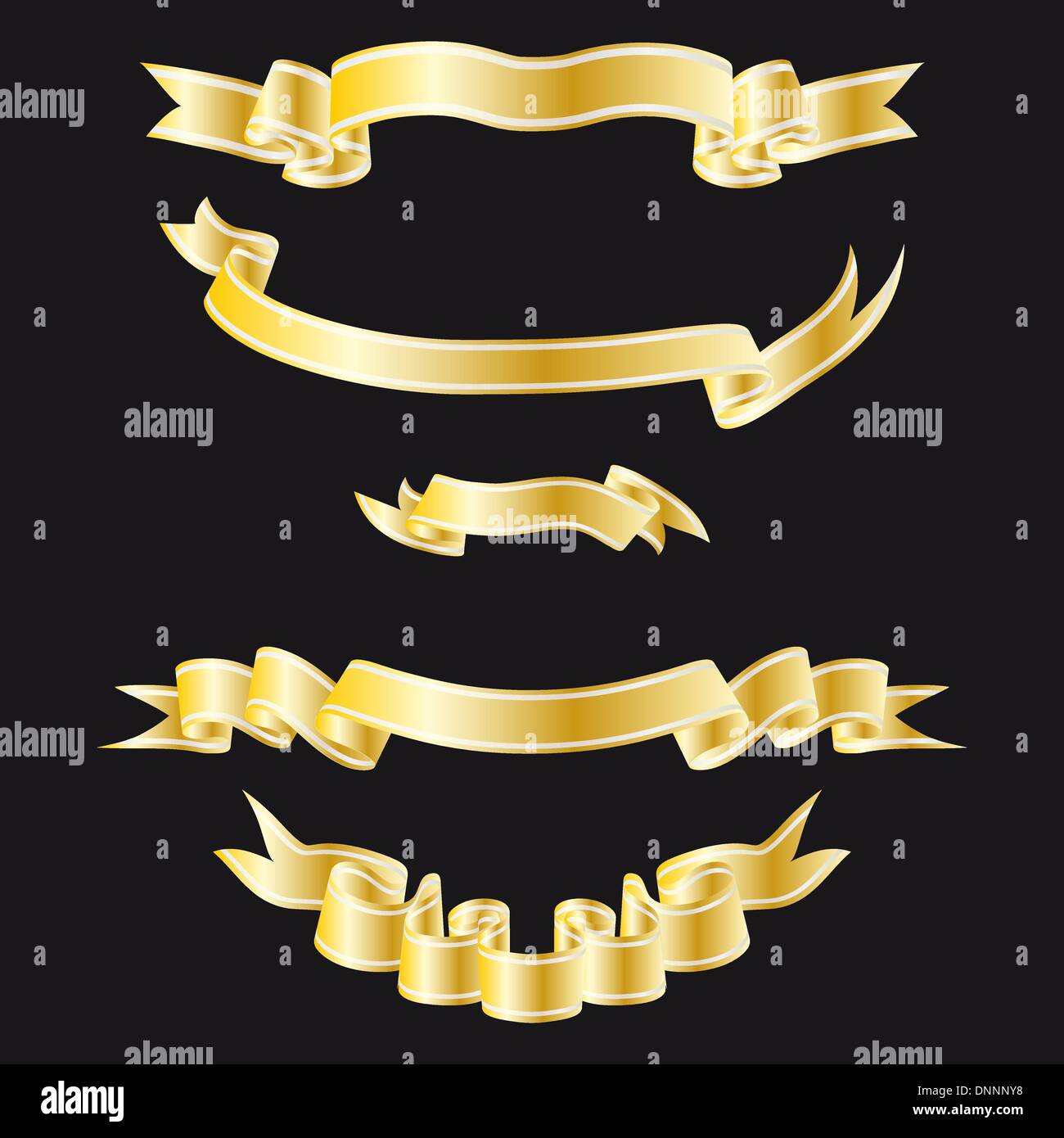 Set of golden striped ribbons on black background Stock Vector Image ...